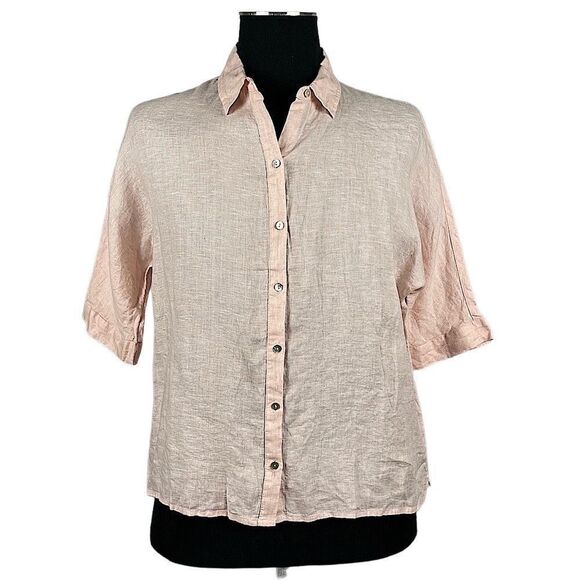 Rachel Zoe NWOT 100% Linen Oversized Short Sleeve Button Up - Women’s S - Picture 1 of 7